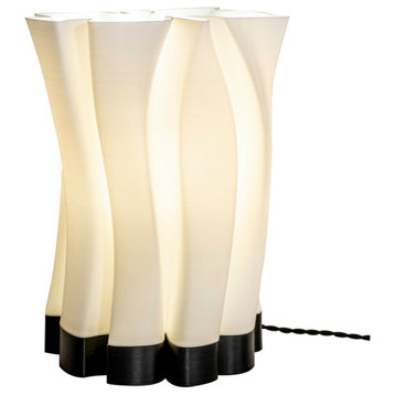 Flame 13.5" Bohemian Plant-Based PLA Dimmable LED Table Lamp, White/Black