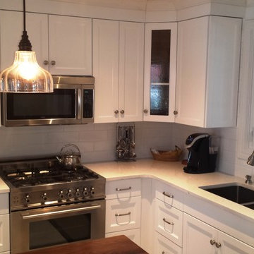 White Shaker Kitchen Walnut Island Top