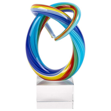 6" Rainbow Murano Glass Modern Abstract Tabletop Sculpture