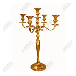 ETHNIC GOLD 5 CANDLE STAND - Candle Holders & Candelabra