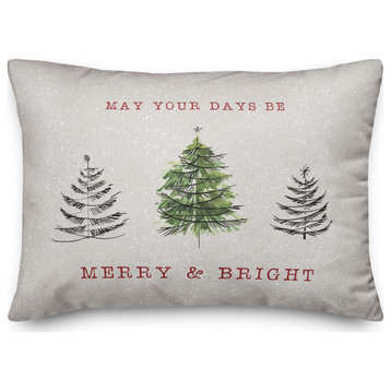 Speckle Sketch Christmas Trees 14x20 Spun Poly Pillow
