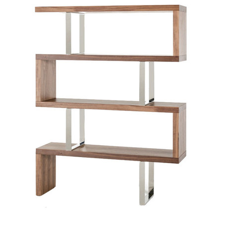 Modrest Maze Modern Geometric Bookcase, Walnut