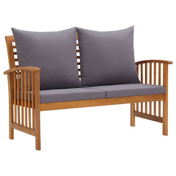 vidaXL Garden Bench With Cushions 46.9" Solid Acacia Wood