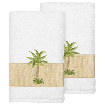 Colton 2-Piece Embellished Hand Towel Set, White