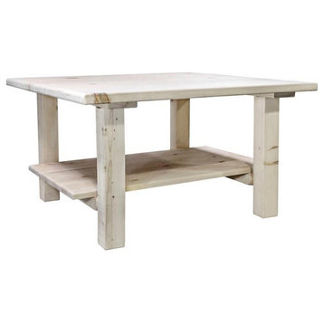Montana Woodworks Homestead Solid Wood Cocktail Table with Shelf in Natural