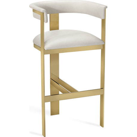 Darcy Bar Stool, Shiny Brass, Buff Cream