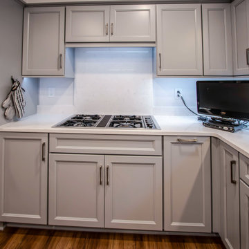 Custom Two Tone Gray Kosher Kitchen with Quartz Countertops