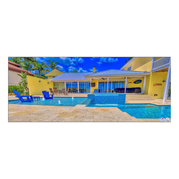 Bennett Nokomis, FL Custom Court Yard Swimming Pool & Spa With Raise Beach Area.