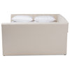 Delora Beige Fabric Upholstered Queen Size Daybed With Roll-Out Trundle Bed