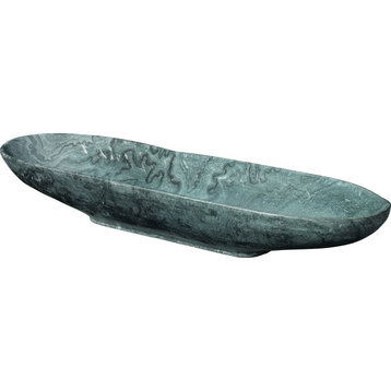 Long Oval Marble Bowl, Gray Marble