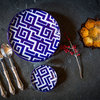 8 Piece Handpainted Ceramic Moroccan Plate Set, Blue/White