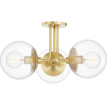 Meadow Semi Flush Aged Brass