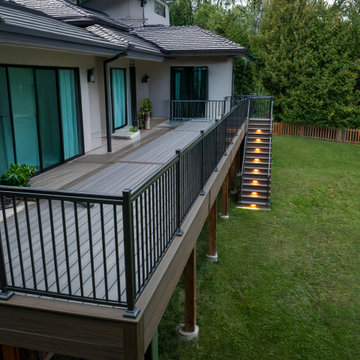 Modern Elevated Composite Deck & Illuminated Staircase
