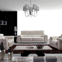 Modern Tufted Leather Sofa Set - $4776.00 - Living Room Furniture Sets