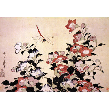 Chinese Bell Flower And Dragon Fly by Katsushika Hokusai, art print