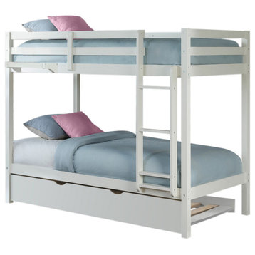 Hillsdale Caspian Twin Over Twin Bunk Bed With Trundle and Hanging Nightstand