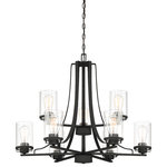 Designers Fountain - Jedrek 9-Light Chandelier, Black - Whether used in a light industrial setting or a more transitional interior, Jedrek is today's answer for an updated versatile look.