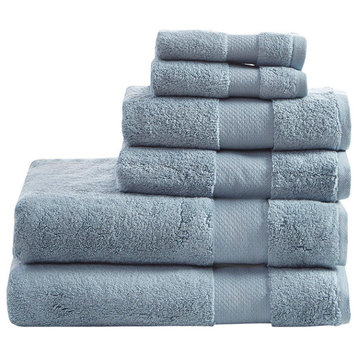 Madison Park Signature Turkish Cotton 6 Piece Bath Towel Set, Blue