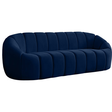 Elijah Velvet Upholstered Sofa, Navy