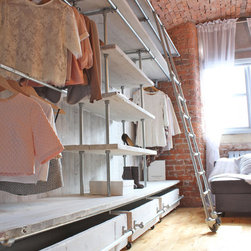 Samantha White Washed Reclaimed Scaffolding Industrial Open Wardrobe - Wardrobe Storage Solutions