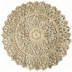 Asiana Home Decor - Large Round Thai Carving Floral Wood Carved Wall Panel. , White Wash, 36"x36" - Large Round carved wood floral wall décor with center lotus flower. Tropical/Coastal large decorative carved wood wall art plaque. Perfect for large wall decoration. Floral wall art that will add beauty to any room. Creating luxurious decorative designs from traditional to contemporary home. Bring warmth and character to any room in your home. Made from teak wood. A product of Thailand that expresses a wonderful home decorative ambiance.