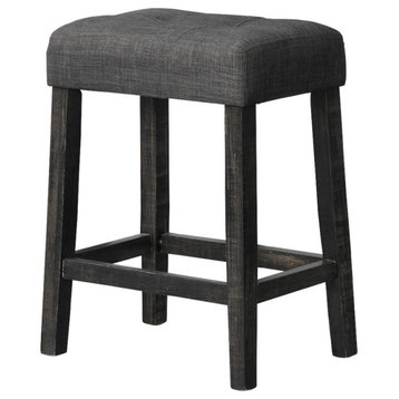 Yosef Linen Counter Height Stools, Set of 2, Charcoal