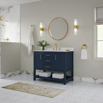 Brody Bathroom Vanity, Navy Blue, 42", Single Sink, Freestanding