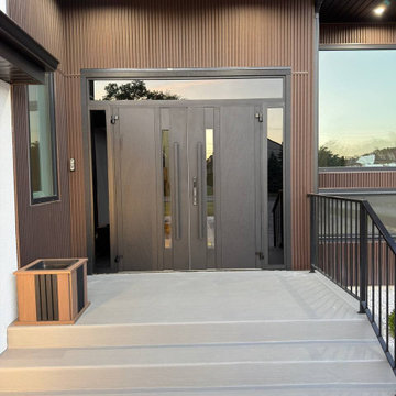 Dekton 0163 Ardesia Nero double doors with two sidelites and transom
