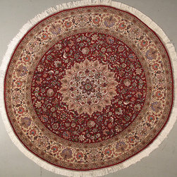 Round Persian Tabriz rug 6'7 diameter - Area Rugs