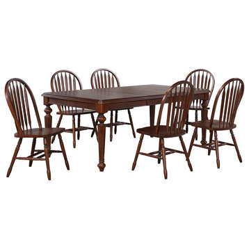 7-Piece 76" Rectangular Extendable Butterfly Dining Table Set, Seats 8