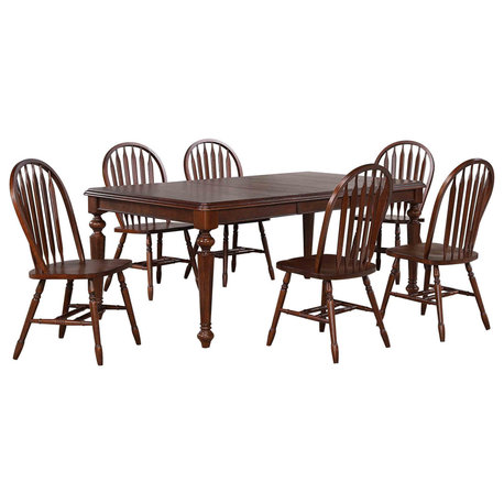 7-Piece 76" Rectangular Extendable Butterfly Dining Table Set, Seats 8