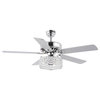 Kristie 52" 3-Light Crystal Glam LED Ceiling Fan With Remote, Chrome