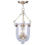 Livex Lighting - Jefferson Chain-Hang Light, Antique Brass - Carrying the vision of rich opulence, the Jefferson has evolved through times remaining a focal point of richness and affluence. From visions of old time class to modern day elegance, the bell jar remains a favorite in several settings of the home. Using hand blown clear glass...the possibilities are endless to find a piece that matches your desired personality and vision.