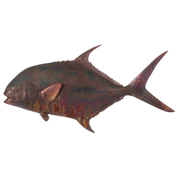 Permit Fish Wall Sculpture, Copper Patina