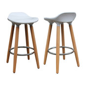 White ABS Plastic Counter Stool, Set of 2