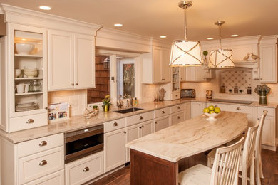 Example of a transitional kitchen design in New York