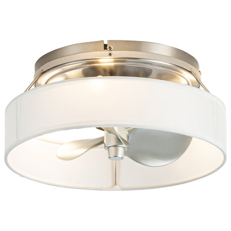 Whose Lamp 12.6-inch Modern Sand Nickel Small Flush Mount Ceiling Fan