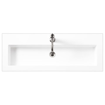 Composite Countertop 39.5" W X 15.4" D  Sink, White Glossy