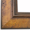 Sloped Honey Burl With Distressed Gold Lip Picture Frame, Solid Wood, 8"x20"