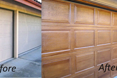 Garage Doors Facelift with a Wood Grain Faux Finish