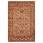Bareens Designer Rugs - Classic Ziegler Ileen Tan Gray Hand-Knotted Wool Rug - 6'4'' x 9'0'' - Enhance the ambiance of your home with this magnificent Persian-influenced Turkish hand-knotted rug made by skilled artisans capable of creating the most exceptional vegetable dyes and hand-spun wool. This exquisite handmade rug is a one-of-a-kind Peshawar Kafkaz, otherwise identified as Chobi, Chobi Peshawar, Oushak, or Ziegler rug. These handmade rugs are crafted in Pakistan utilizing superior-quality wool imported from Australia, New Zealand, and Korea in two types of weaves: the Persian weave and the Mori weave. This rug is meticulously crafted by hand using the finest natural vegetable dyes extracted from local plants. The artisans use a blend of hand-spun local and fine merino wool, resulting in a rug with a compelling texture, higher lanolin content, and longer staple. The artisans occasionally incorporate natural or artificial silk into the pile to enhance specific motifs. The finished product is an awe-inspiring execution of flawless design and an understated palette that exudes elegance.