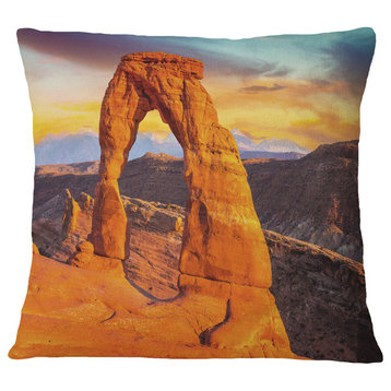 Delicate Arch in Arches Park Landscape Photo Throw Pillow, 16"x16"