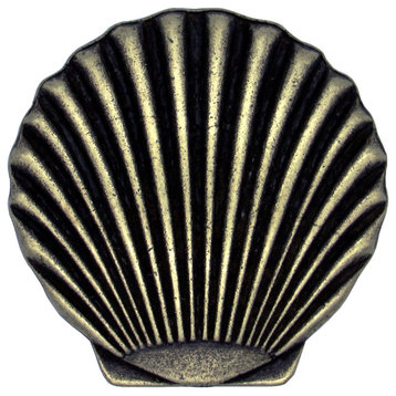 Scallop Seashell Knob, Brass