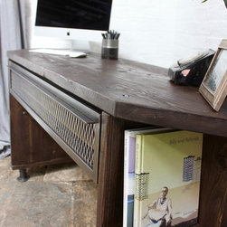 Fairfield Reclaimed Scaffolding Industrial Desk with Steel Mesh Storage & Shelf - Drawing Tables