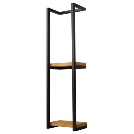 Towel Bathroom Rack, Black Metal, With Shelf 36"