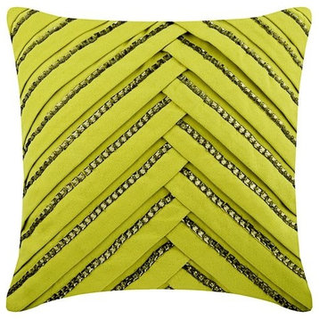 Suede Western Throw Pillows Green 20"x20" Pintucks Textured, Crystal Lady