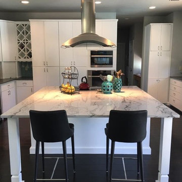Transitional Kitchen With Statement Island