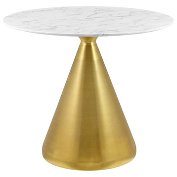 Tupelo 36" Artificial Marble Dining Table, Gold White