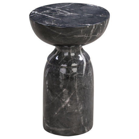 Rue Concrete With Marble Finish Side Table, Black