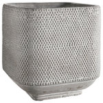 Urban Trends Collection - Square Cement Pot in Abstract Pattern Design, Washed Gray Finish, Small - UTC pots are made of the finest cements which makes them tactile and attractive. They are primarily designed to accentuate your home, garden or virtually any space. Each pot is treated with a washed that gives them rigidity against climate change, or can simply provide the aesthetic touch you need to have a fascinating focal point!!